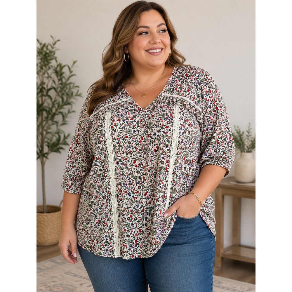 Melloday Floral Knit Top – Size 2X